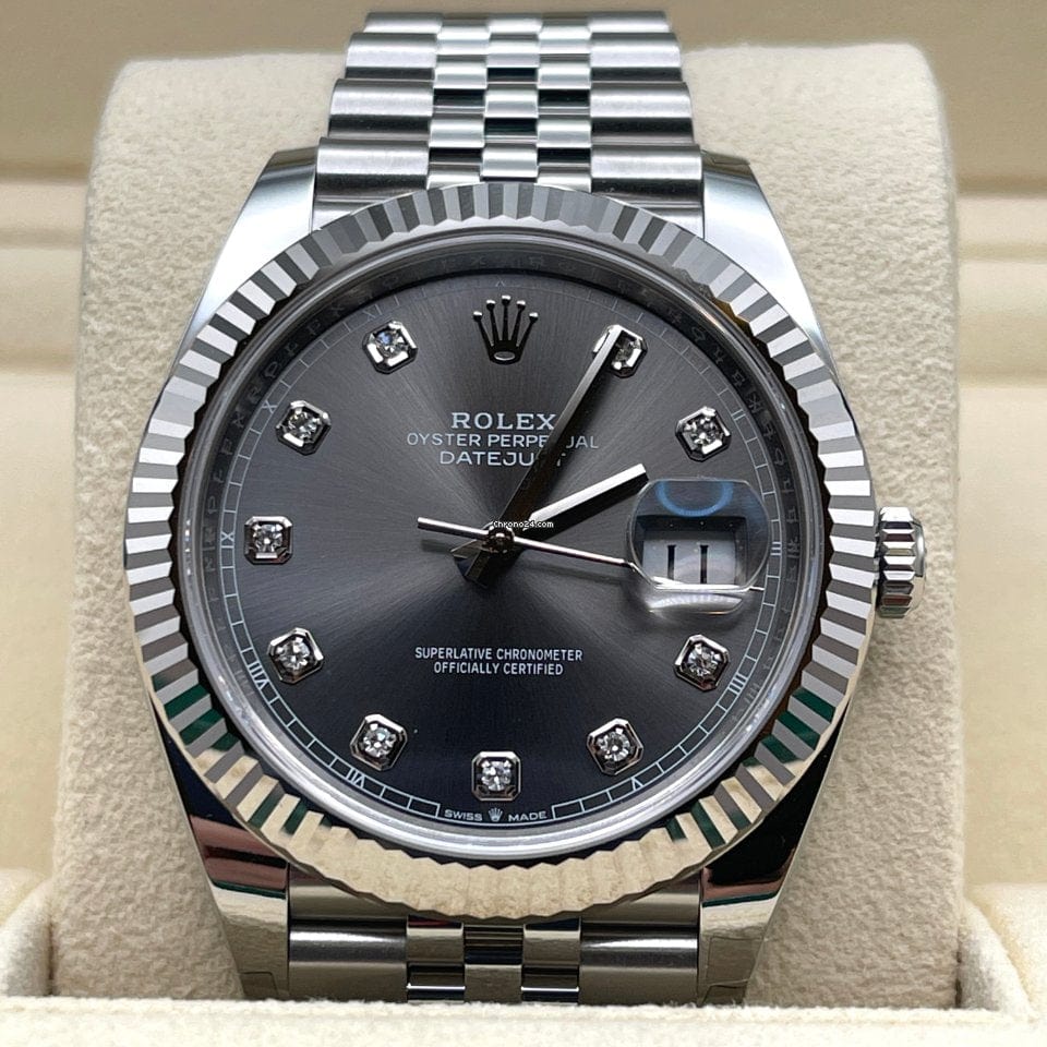 2025 Watch Datejust 126334 Stainless Steel Slate Diamond Dial Jubilee