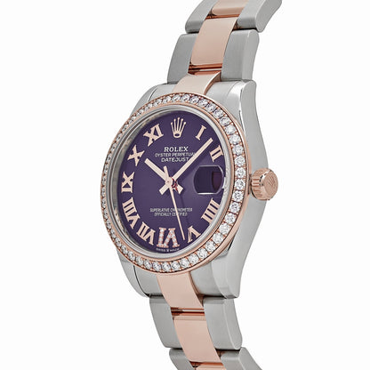 2025 Watch Datejust 278381RBR 'Ladies' Stainless Steel Rose Gold Aubergine Purple Dial Diamond Bezel Oyster (2022)