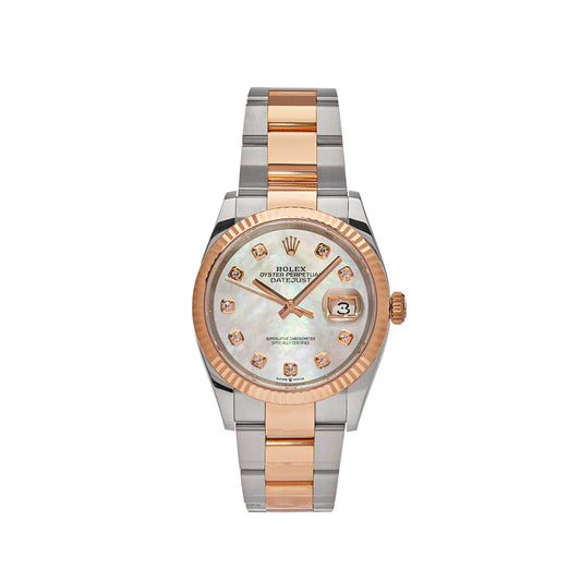 2025 Watch Datejust 126231 Rose Gold Stainless Steel Mother of Pearl Diamond Dial