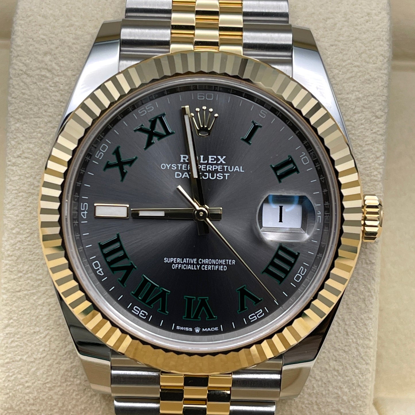 2025 Watch Datejust 126333 'Wimbledon' Yellow Gold Stainless Steel Slate Jubilee