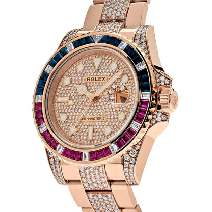 2025 Watch GMT-Master II 126755SARU Rose Gold Sapphire and Ruby Diamond Pave