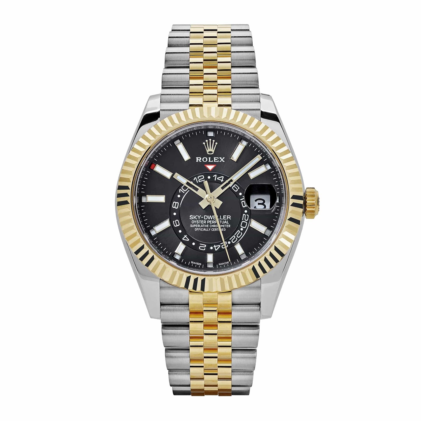 2025 Watch Sky-Dweller 326933 Stainless Steel Yellow Gold Jubilee Black Dial