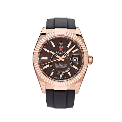 2025 Watch Sky-Dweller 326235 Rose Gold Brown Chocolate Dial Oysterflex