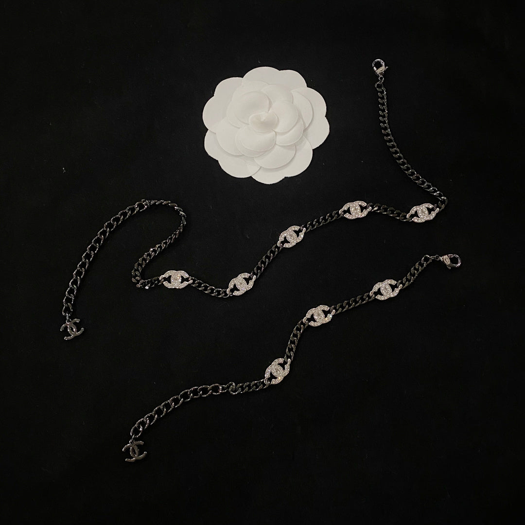 2025 Fashion Diamond Logo Bracelet & Necklace